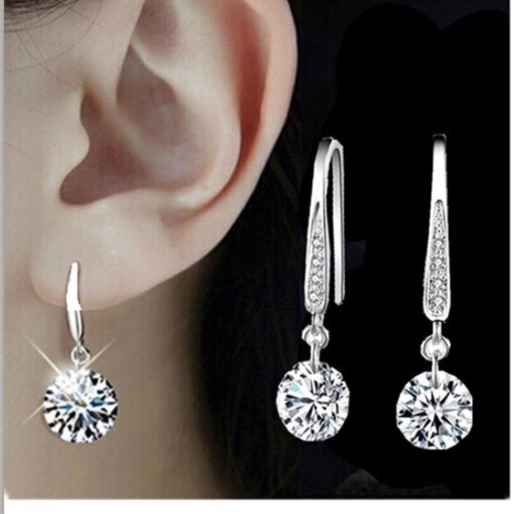 Silver Zircon Fishhook Earrings THESE WILL MAKE YOU BEAUTIFUL